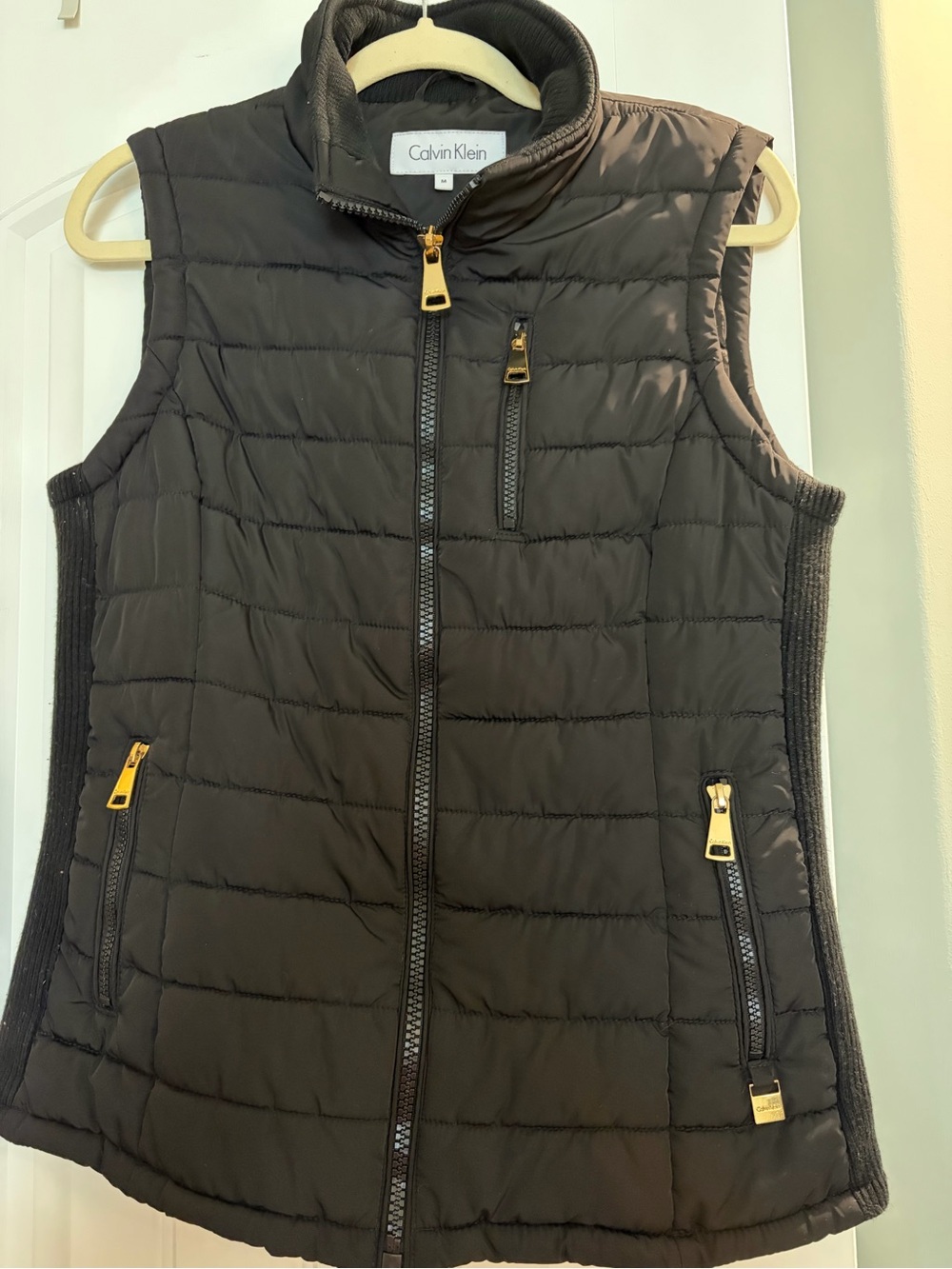 Calvin Klein Black Quilted Puffer Vest with Gold-Tone Zippers